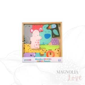 🐘 NIP Verdes Colorful Wooden Zoo Animal Block Puzzle